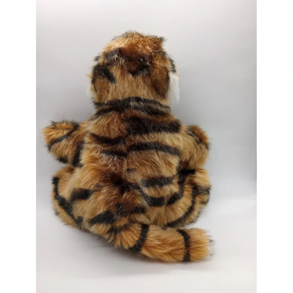 Plush Tiger Stuffed Animal Orange Black Striped Chinese Good Fortune Paw 11 inch